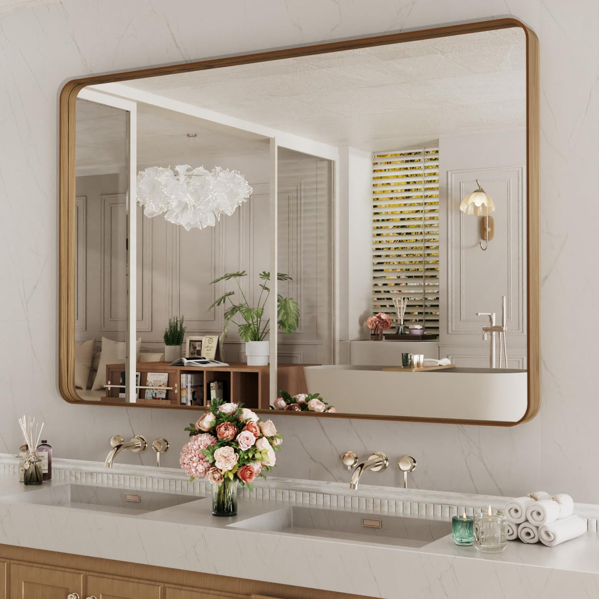 LOAAO 22X30 Inch Black Bathroom Mirror Metal Framed