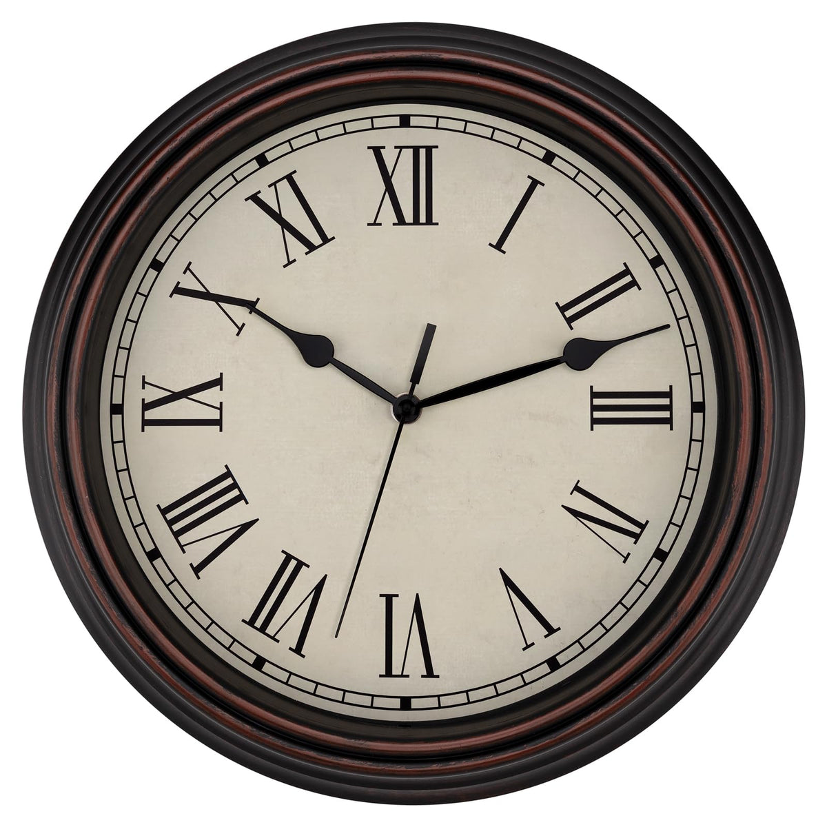 Foxtop Retro Silent Non-Ticking Round Classic Clock Quartz Decorative Battery Operated Wall Clock for Living Room Kitchen Home Office 12 Inch (Bronze)