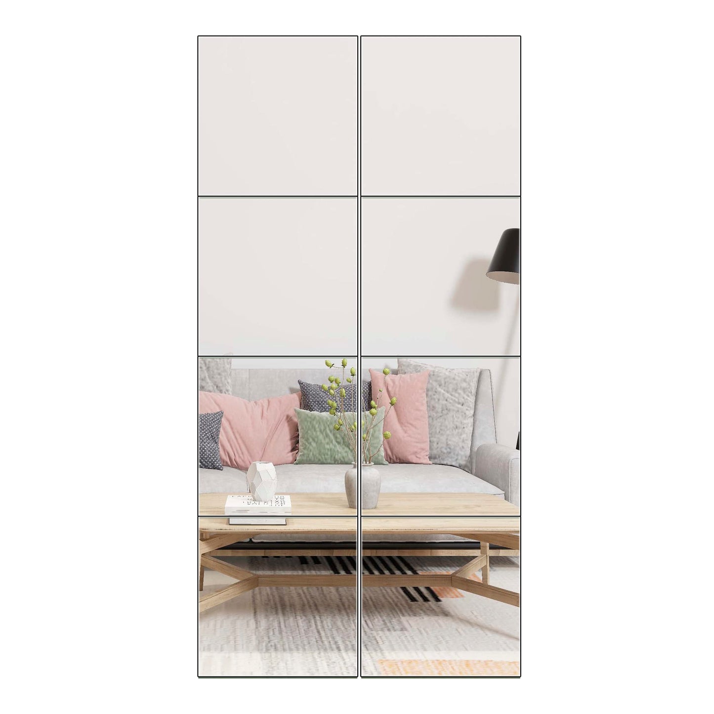 Ruomeng Home Gym Mirrors 12 Inch x 12Pcs Wall Mounted Mirror Glass Frameless Full Length Mirror Tiles for Home Gym, Bedroom, Door & Bathroom