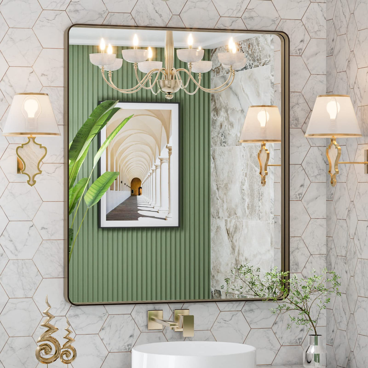 LOAAO 22X30 Inch Black Bathroom Mirror Metal Framed