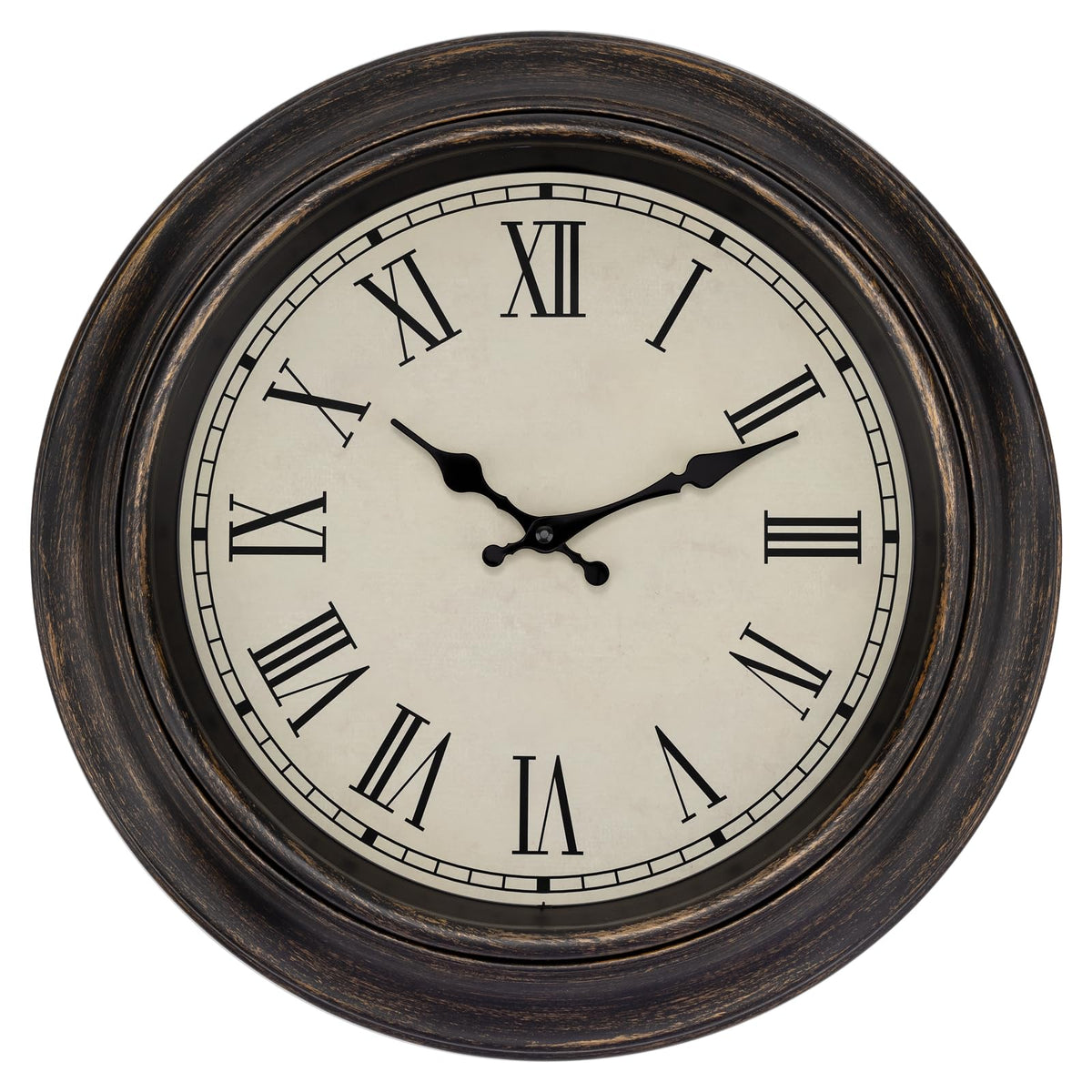 Foxtop Retro Silent Non-Ticking Round Classic Clock Quartz Decorative Battery Operated Wall Clock for Living Room Kitchen Home Office 12 Inch (Bronze)