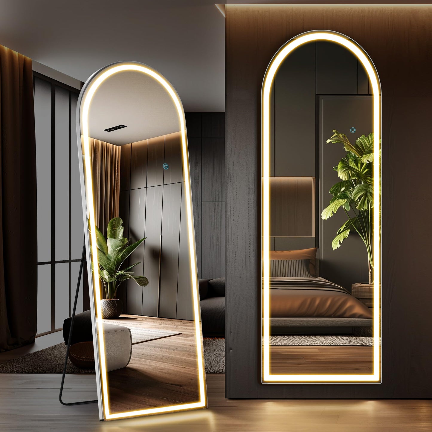 Mirror Full Length, Upgraded 16"x59" Body Wall Mirrors with Shatter-Proof Glass, Floor Standing, Hanging or Leaning, Tall Mirror with Stand Aluminum Alloy Frame for Bedroom Cloakroom