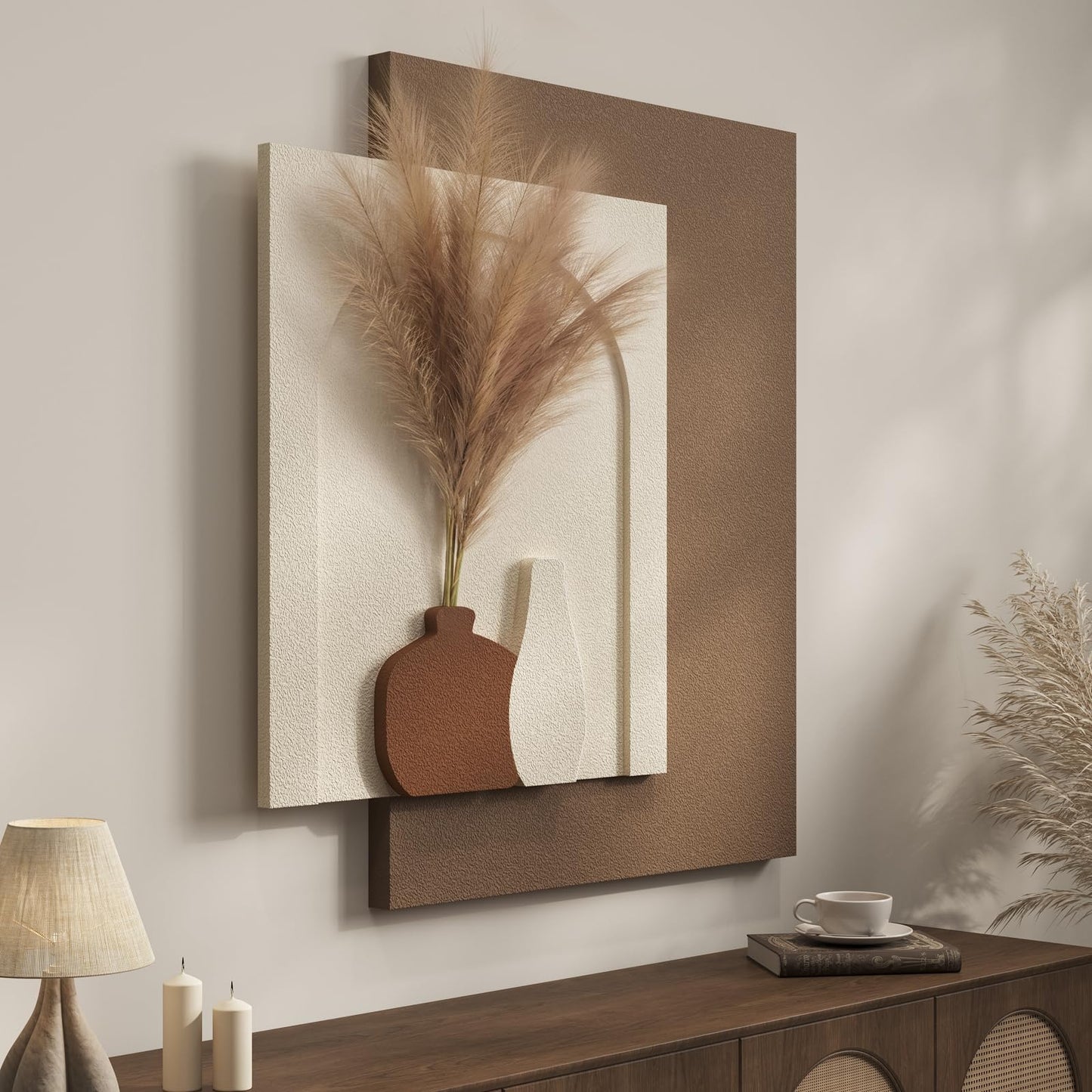 Large Wood Abstract Wall Art for Living Room, Modern 3D Artwork for Walls