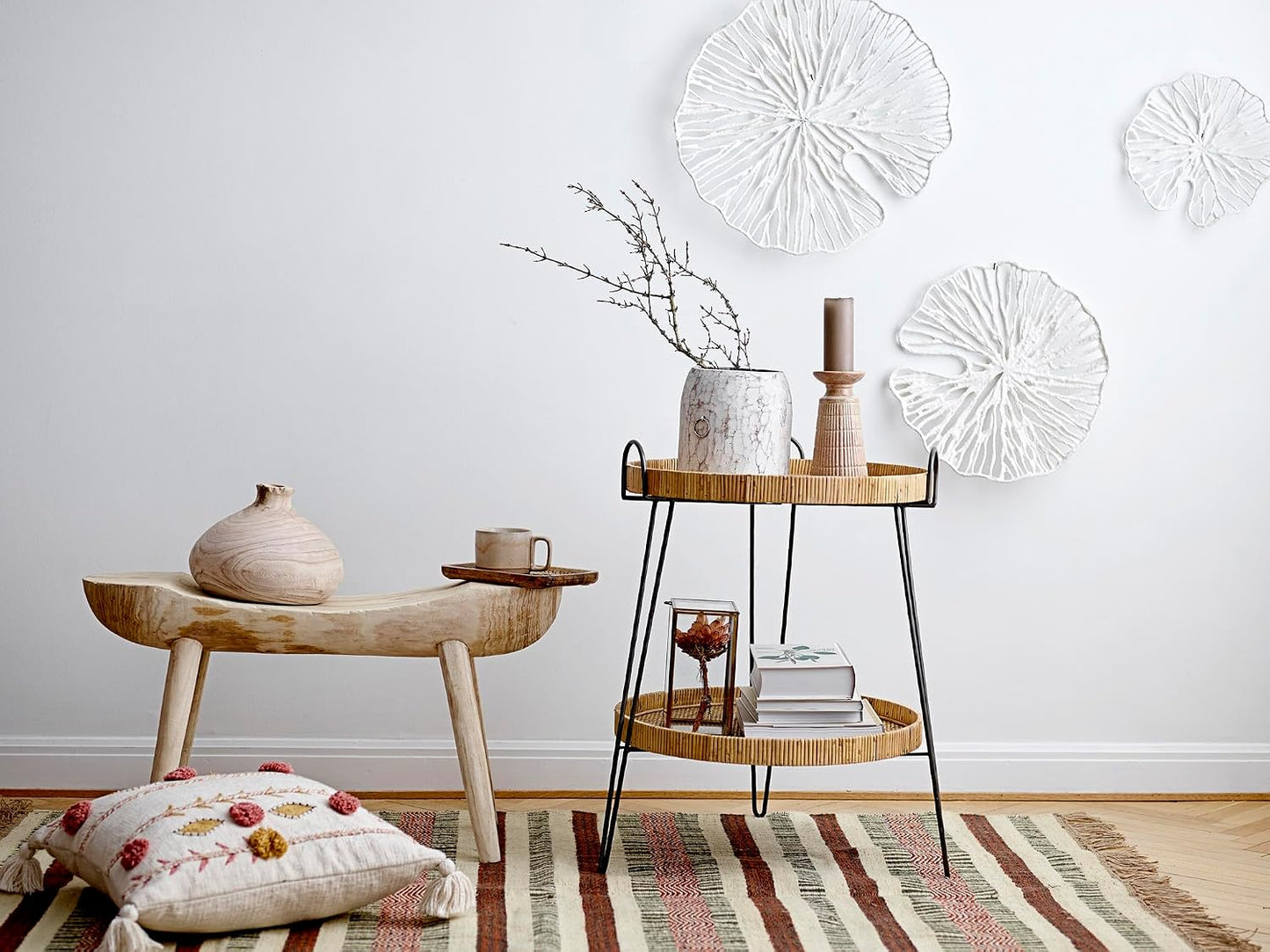 Creative Co-Op Handmade White Coral Shaped Paper & Metal Wall Decor (Set of 3 Sizes)