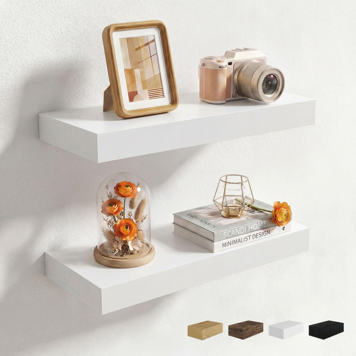 Axeman 72Inch Floating Shelves for Wall 2 Pack Shelves for Kitchen Bathroom Bedroom, Wooden Shelves with Invisible Brackets, Wall Mounted Rustic Wood Floating Shelf for Decor Books Storage, Brown