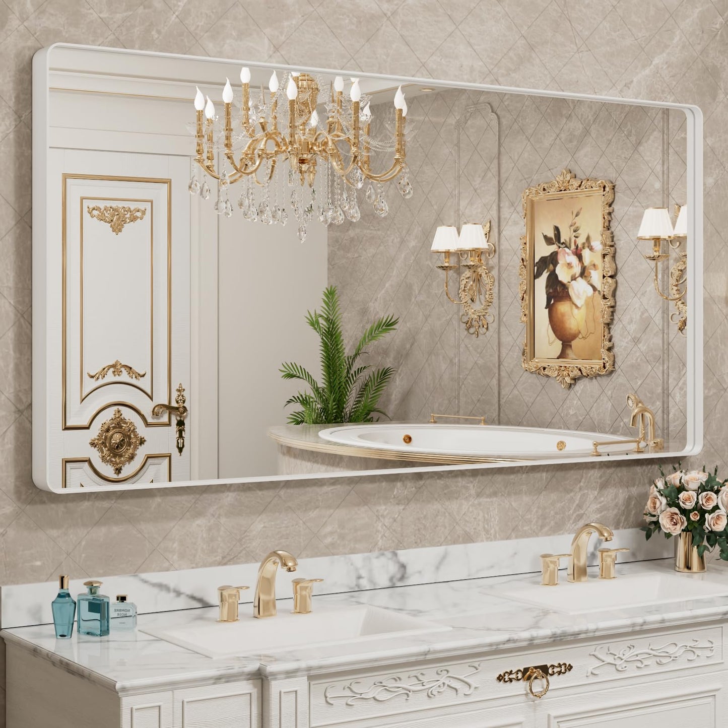 LOAAO 22X30 Inch Black Bathroom Mirror Metal Framed