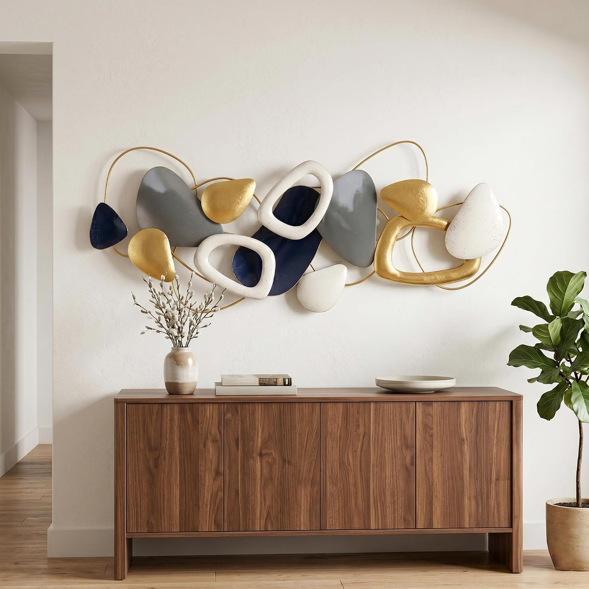 Axioglo 59" Large Wall Decor,3D Abstract Metal Wall Art for Living Room