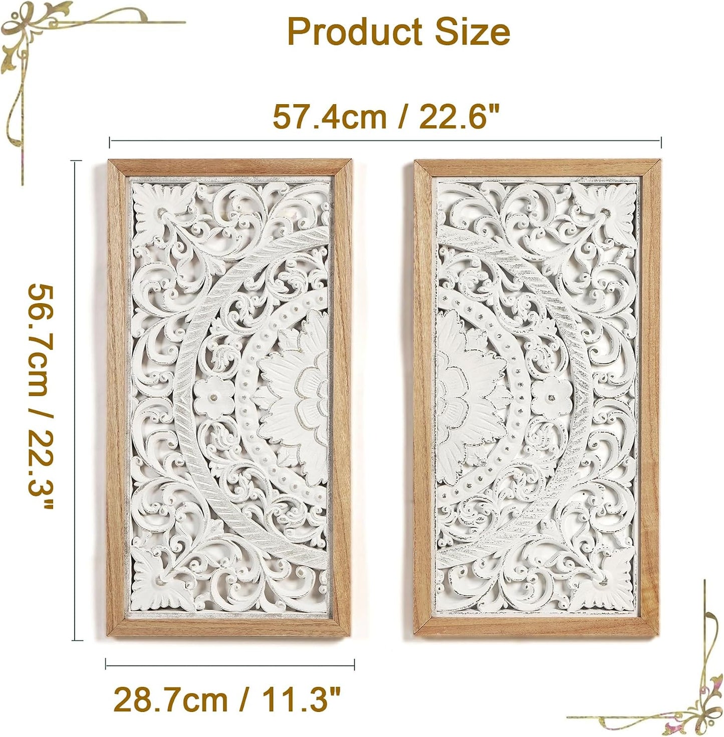 2 Panel Wall Art Decor Wall Sculpture, Carved Wood Wall Decor Wall Hanging