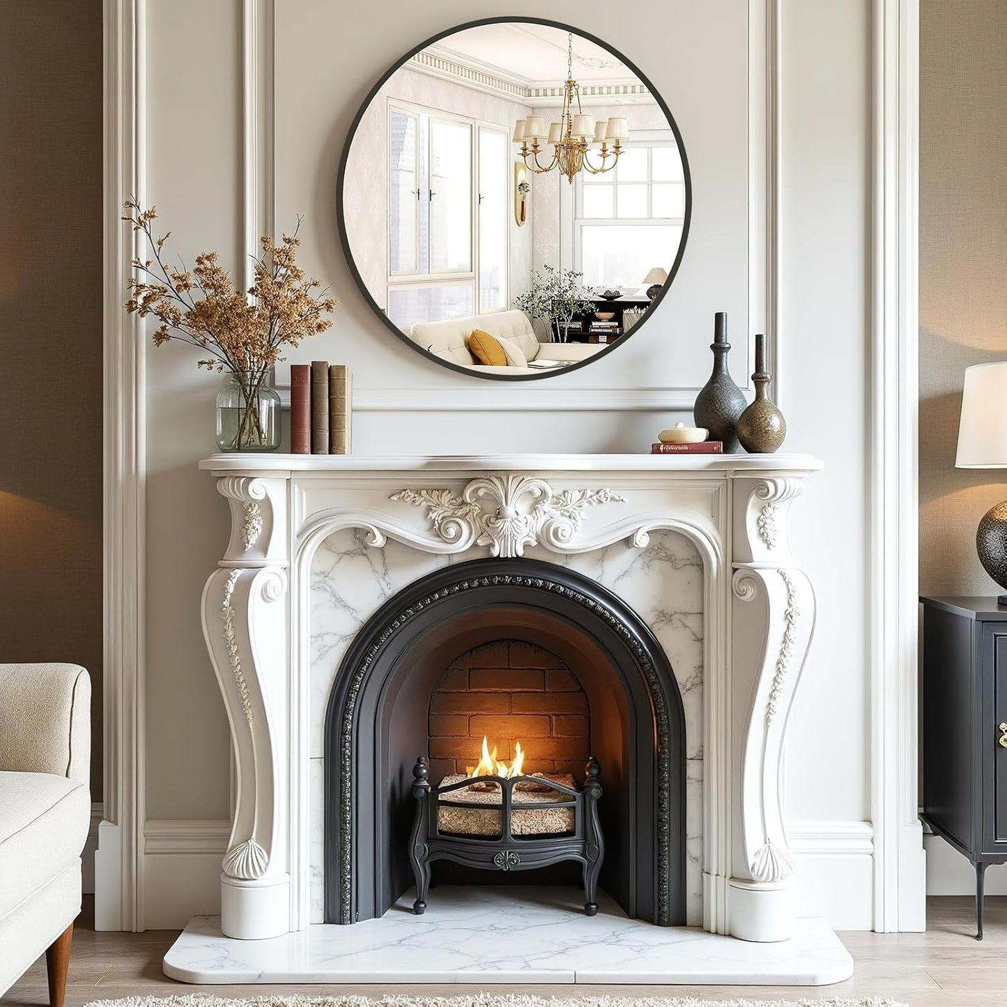 Bathroom Mirror for Wall, 24 Inch Round Mirrors