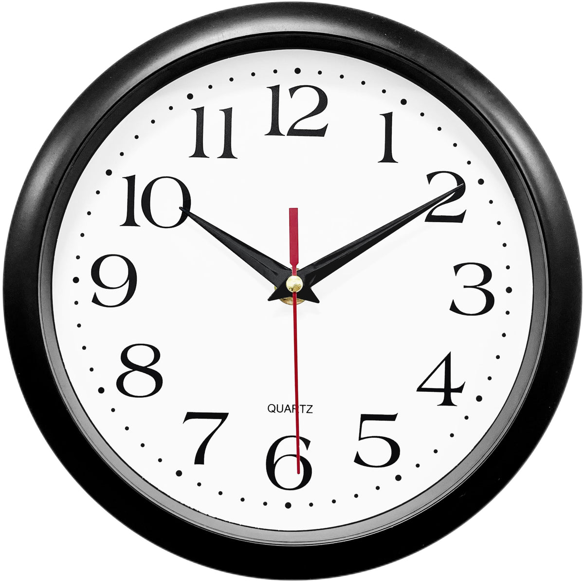 Bernhard Products Black Wall Clock Silent Non Ticking 12 Inch Quality Quartz Battery Operated Round Easy to Read Home/Office/Kitchen/Classroom/School Clocks