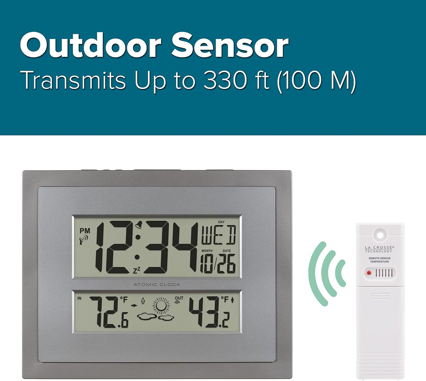 La Crosse Technology 512-85937 Gray Atomic Digital Clock with Temperature