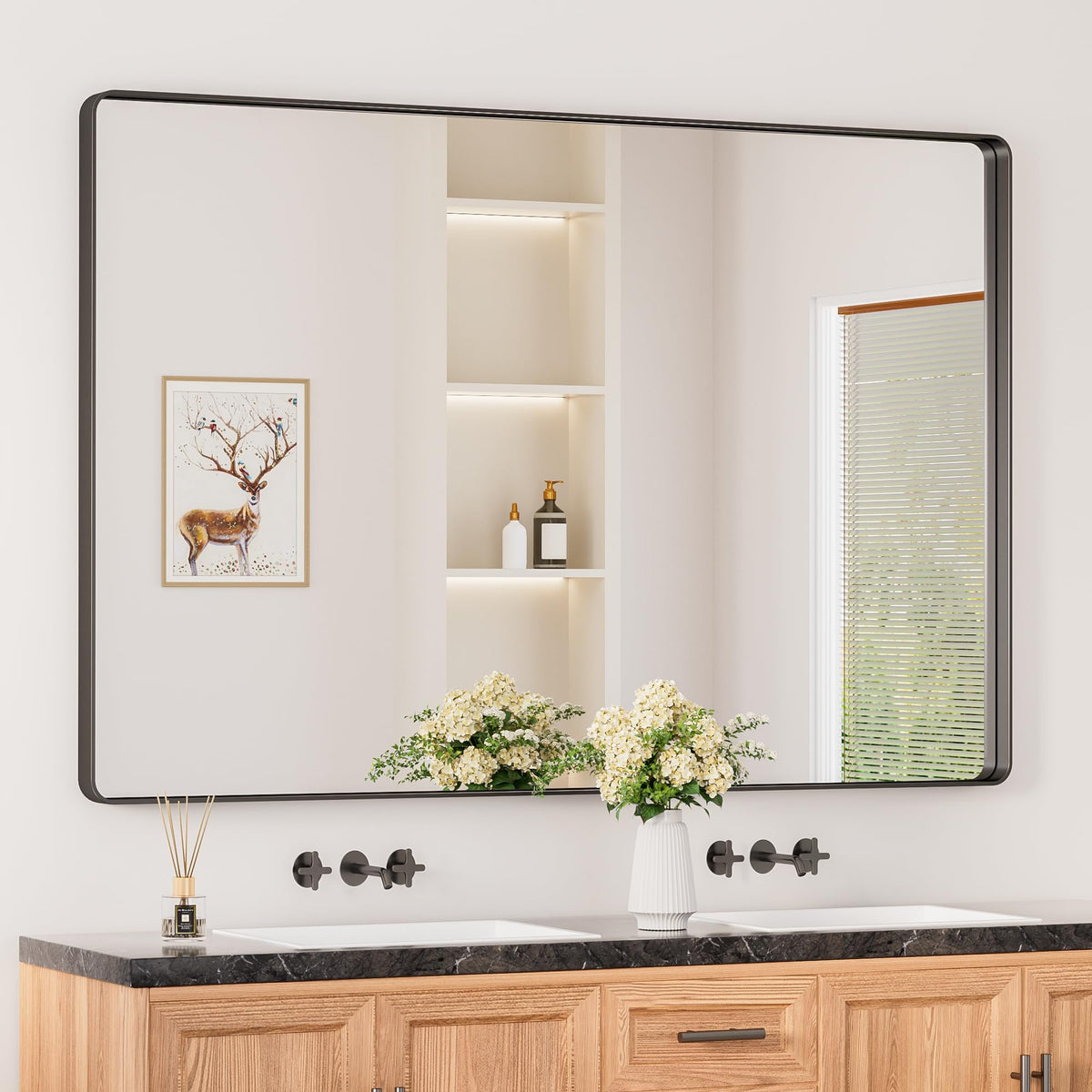 Keonjinn 20 x 30 Inch Brushed Nickel Bathroom Mirrors for Over Sink