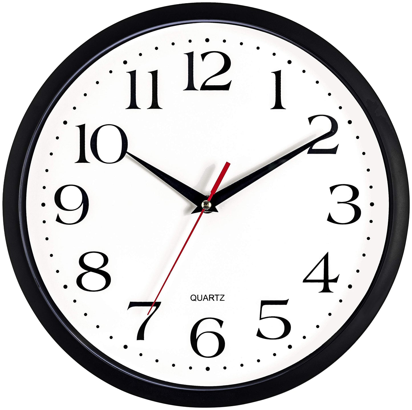 Bernhard Products Black Wall Clock Silent Non Ticking 12 Inch Quality Quartz Battery Operated Round Easy to Read Home/Office/Kitchen/Classroom/School Clocks