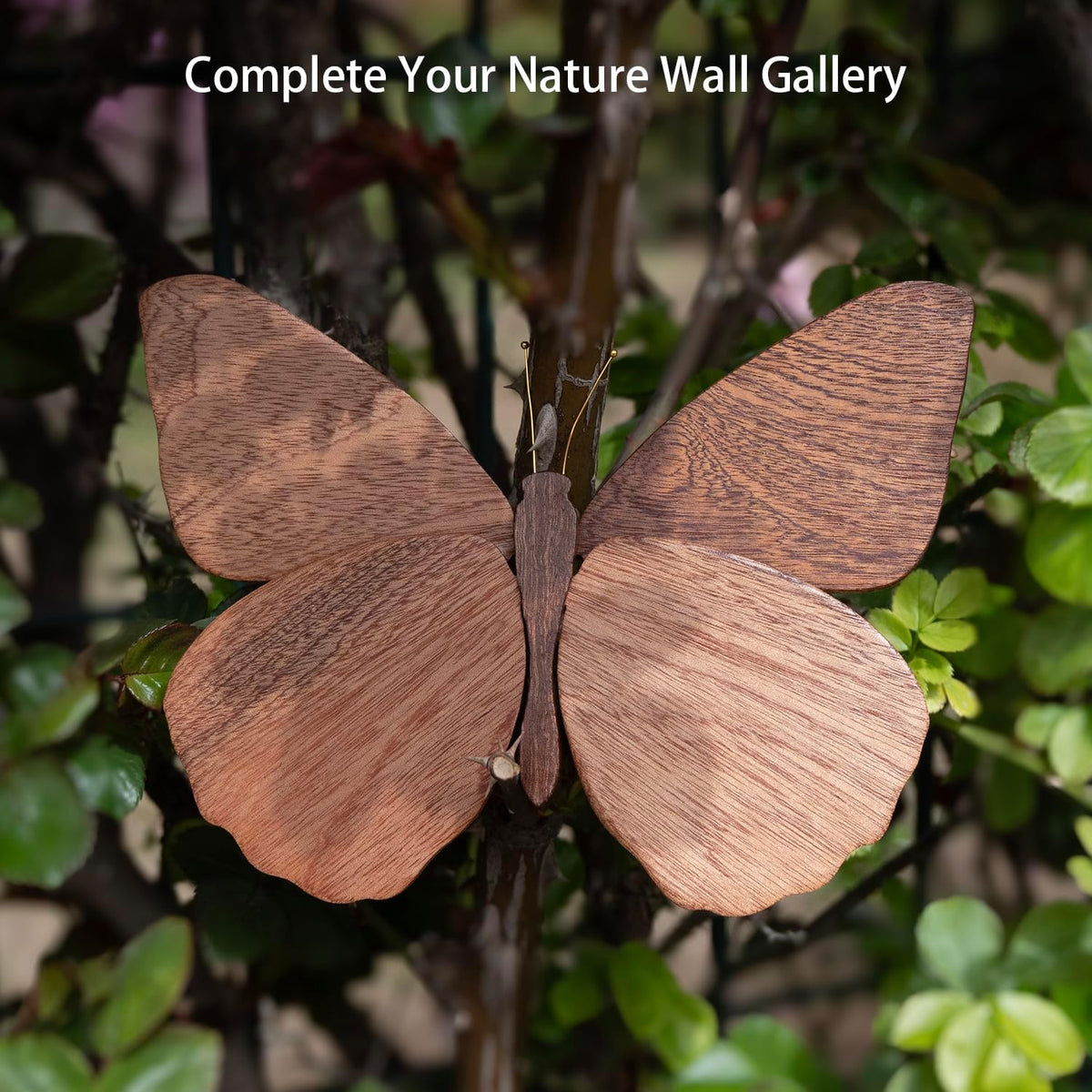 Telinego 2 Pack Handmade Wooden Butterfly Wall Art Sculpture Hanging Decor