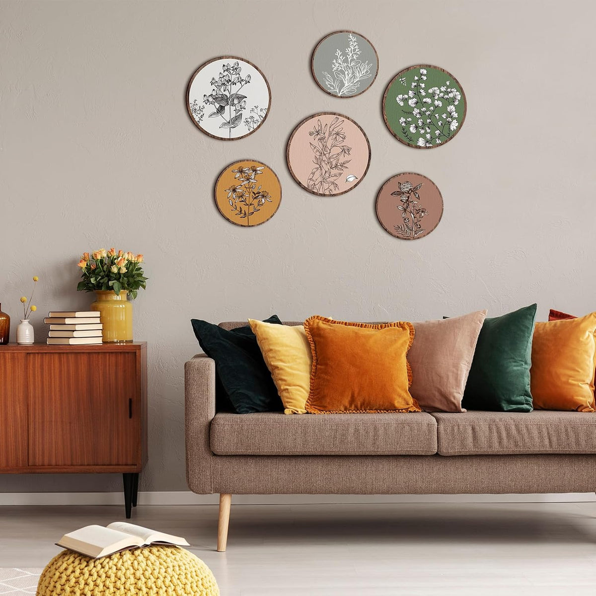 Barydat 6 Pcs Boho Wooden Plant Wall Art Decor,Retro,8 Inch, 10 Inch