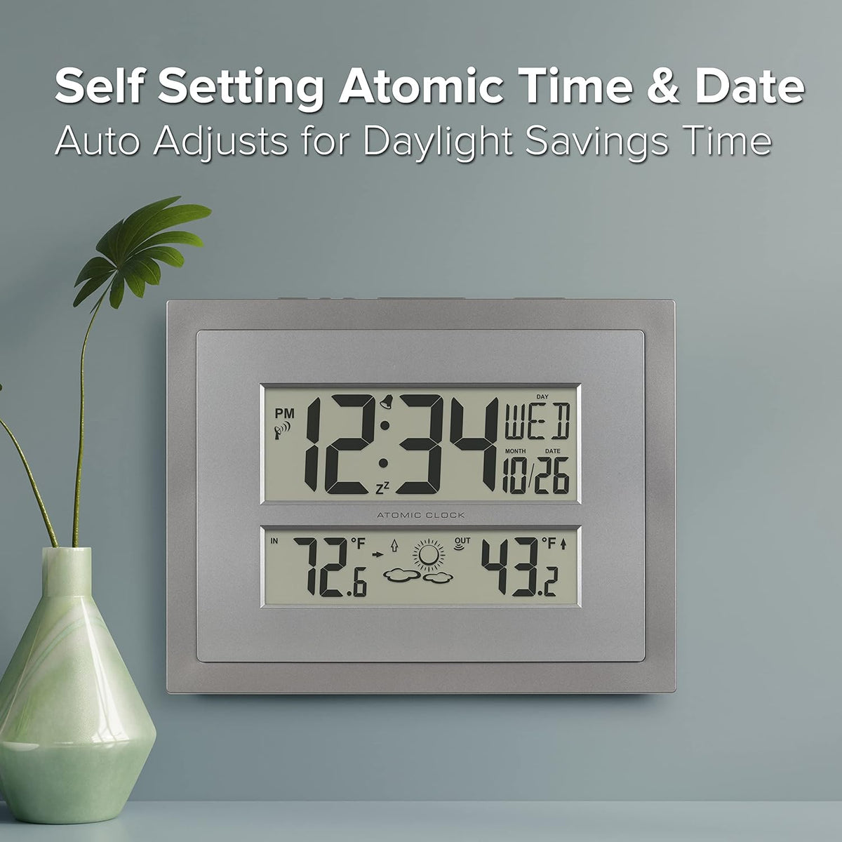 La Crosse Technology 512-85937 Gray Atomic Digital Clock with Temperature