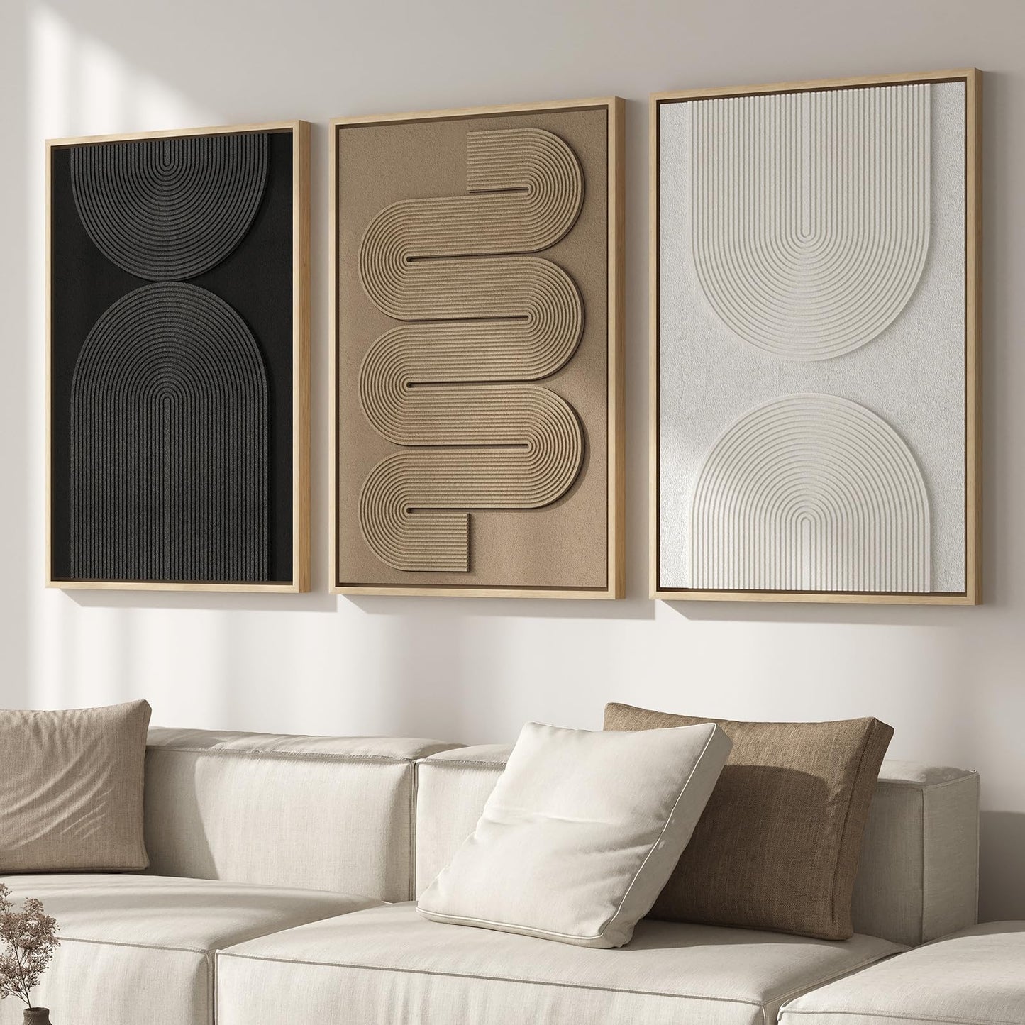 Large Wood Abstract Wall Art for Living Room, Modern 3D Artwork for Walls