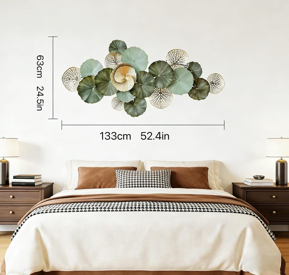 Roivikis Large Metal Wall Art Decor, 3D Abstract Lotus Leaves Wall Handcrafted Modern Decoration for Indoor Outdoor for Living Room, Bedroom, Entryway 52" x 24"