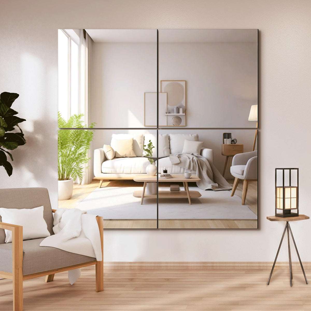 Delma Frameless Mirror Tiles 14"x12"x8 Pcs Wall Mounted