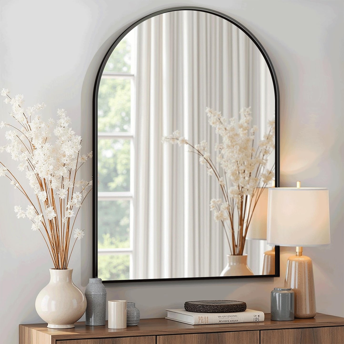 Arched Full Length Mirror, 56"x15" Standing Body Mirror for Wall, Gold