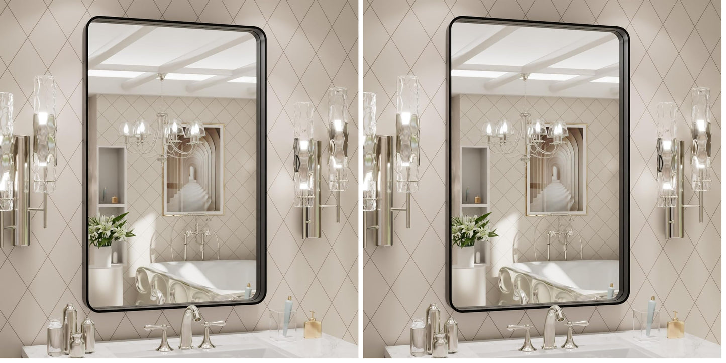 LOAAO 22X30 Inch Black Bathroom Mirror Metal Framed