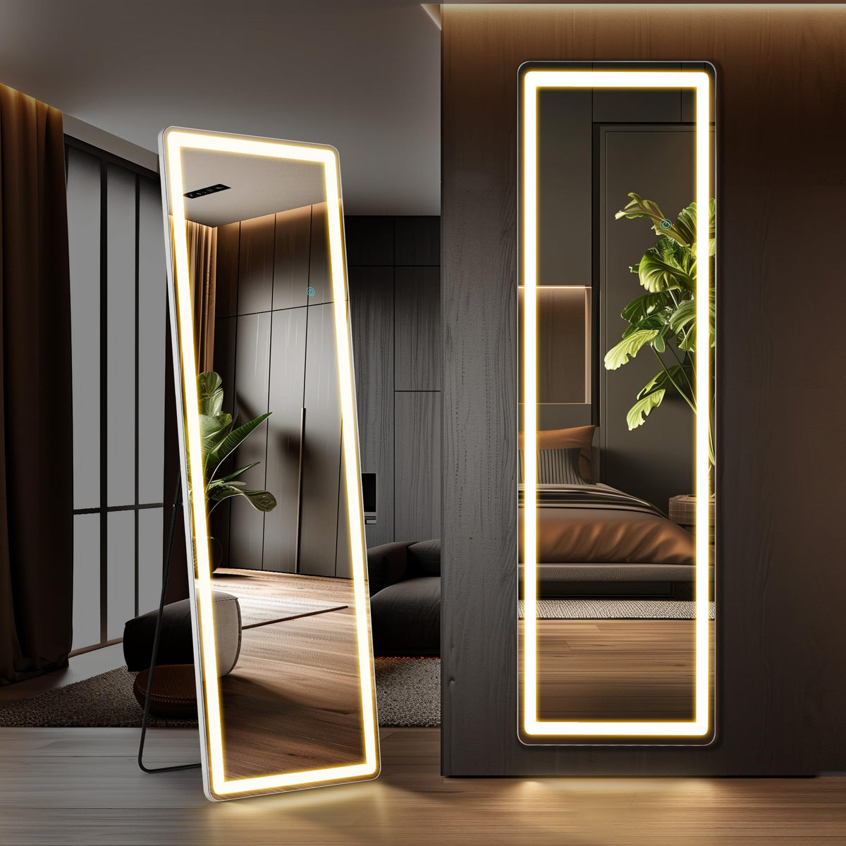 Mirror Full Length, Upgraded 16"x59" Body Wall Mirrors with Shatter-Proof Glass, Floor Standing, Hanging or Leaning, Tall Mirror with Stand Aluminum Alloy Frame for Bedroom Cloakroom