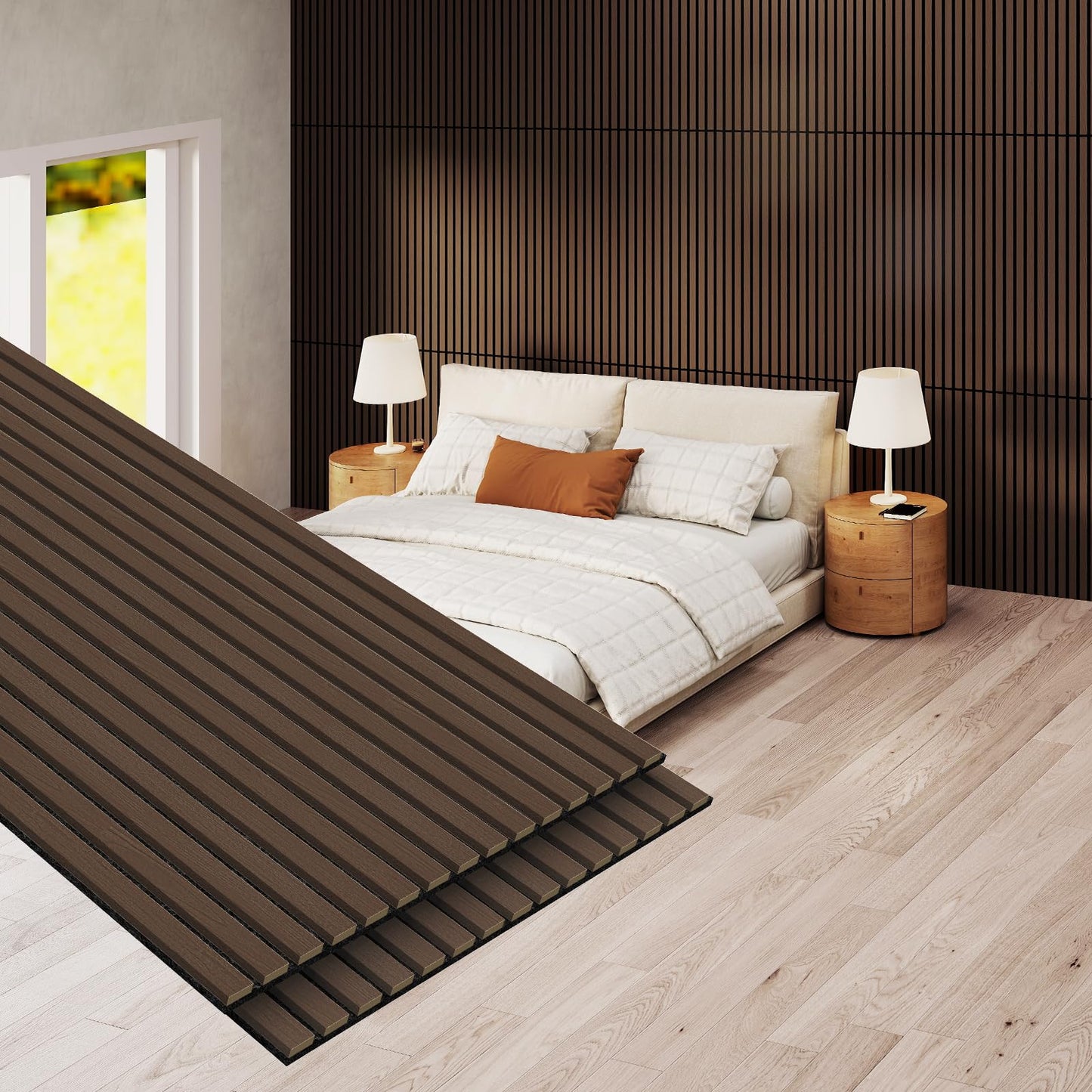 MISSDAY Wood Slat Acoustic Wall Panels, 2 Packs 94.5" x 12.6" Black Soundproof Panel For Interior Wall Decor Noise Absorbing-3D Textured Wooden Panel Sound-Absorbing for Home, Office, Studio
