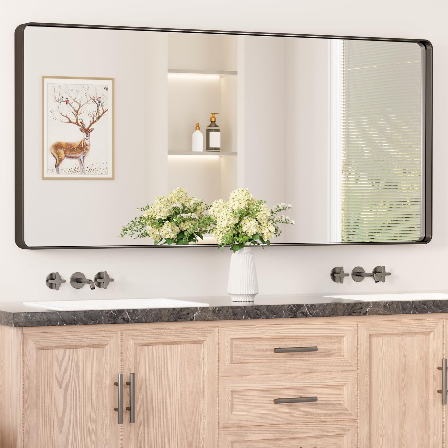 Keonjinn 20 x 30 Inch Brushed Nickel Bathroom Mirrors for Over Sink