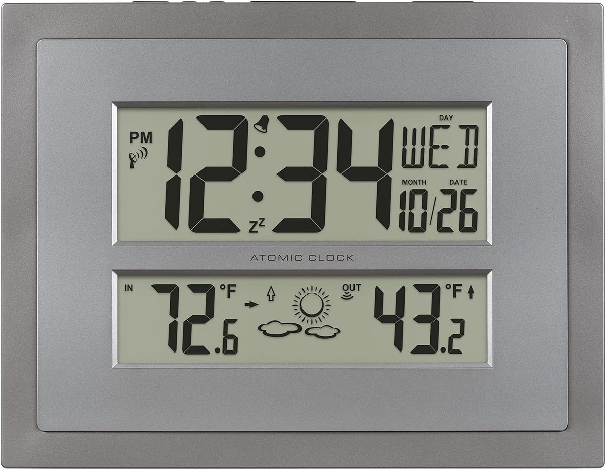 La Crosse Technology 512-85937 Gray Atomic Digital Clock with Temperature