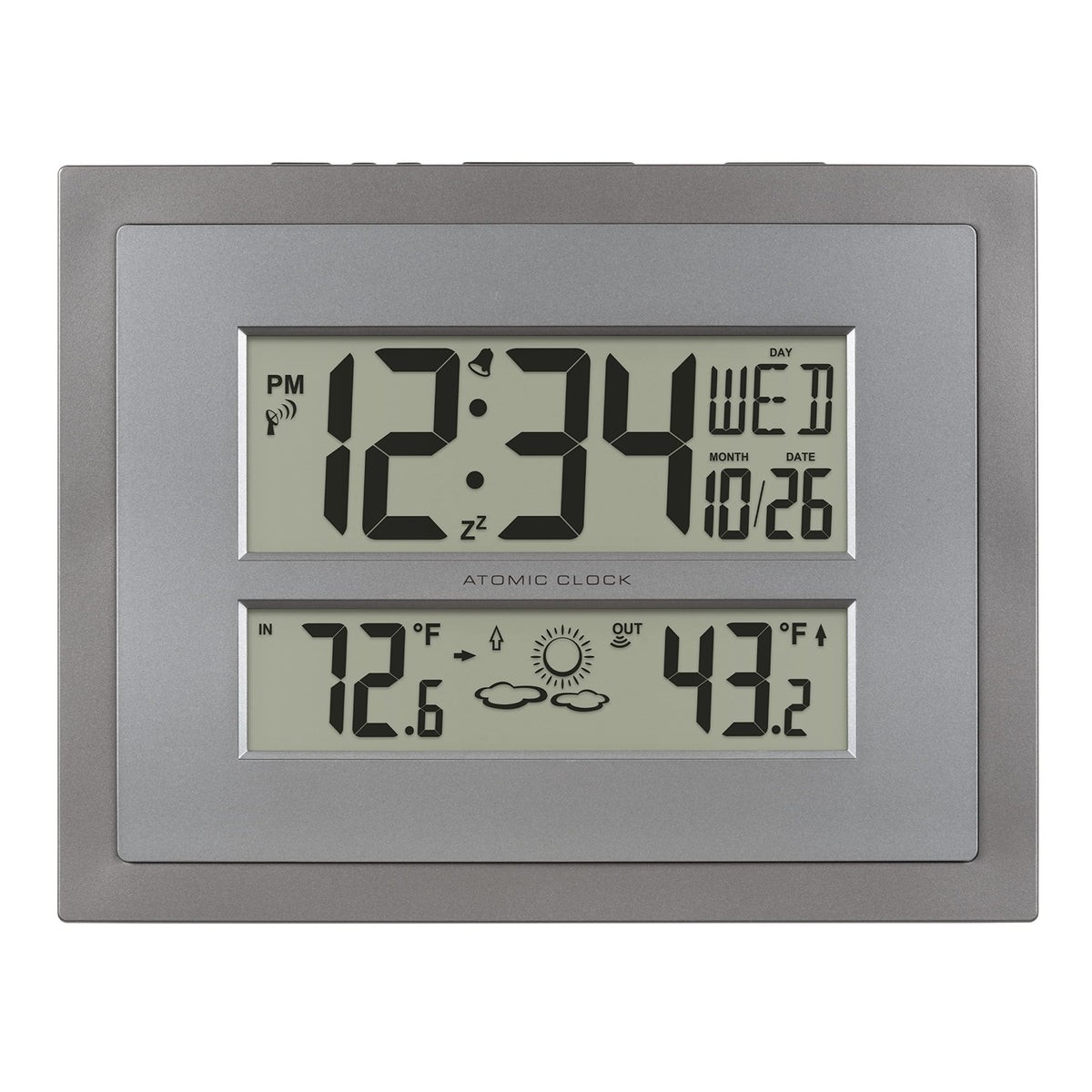 La Crosse Technology 512-85937 Gray Atomic Digital Clock with Temperature