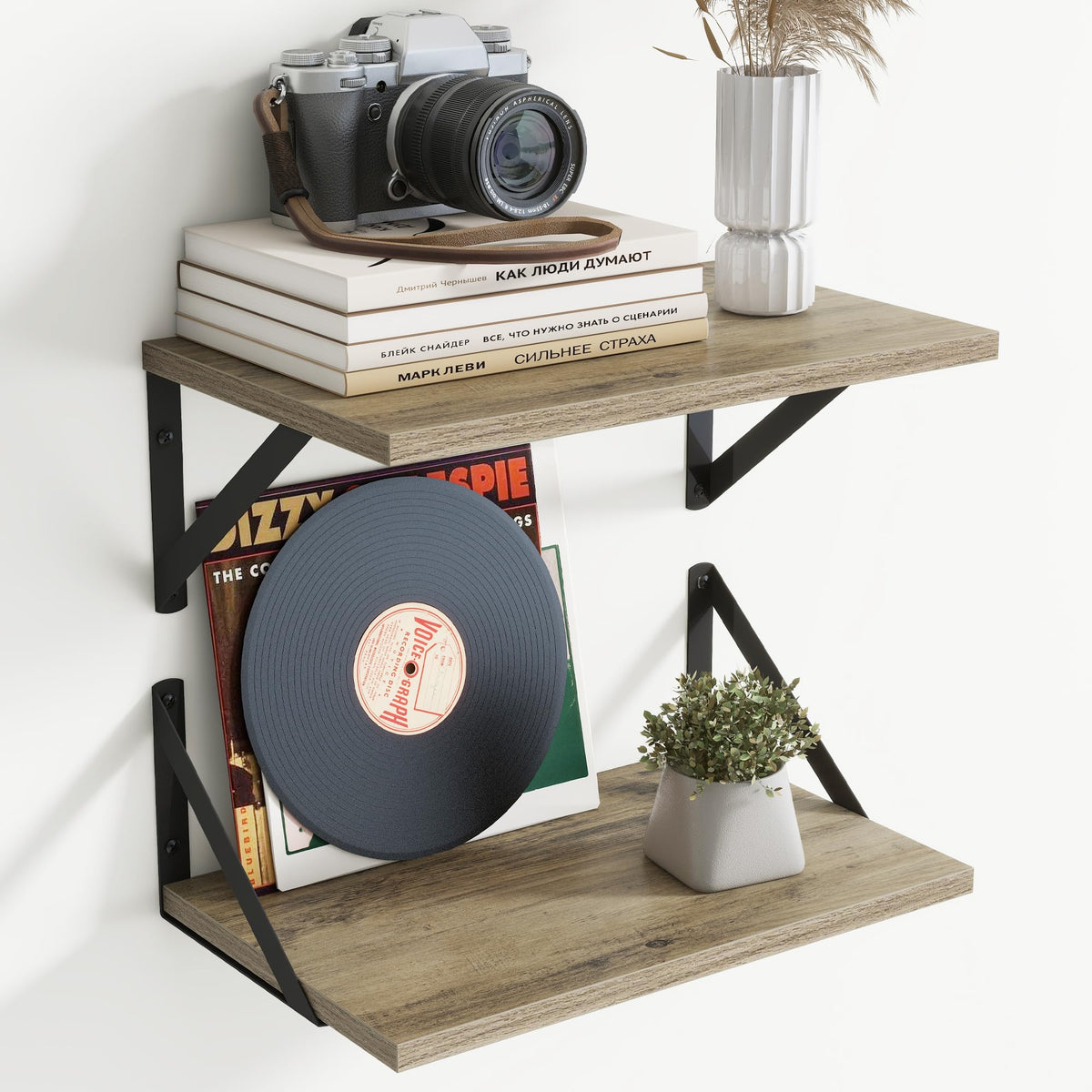 Acovy Deep Floating Shelves Wall Mounted, 36"x12" Black Wall Shelves with Brackets Set of 2 for Bedroom, Living Room, Bathroom, Kitchen, Office - Storage & Display Shelf for Decor, Books, Plants