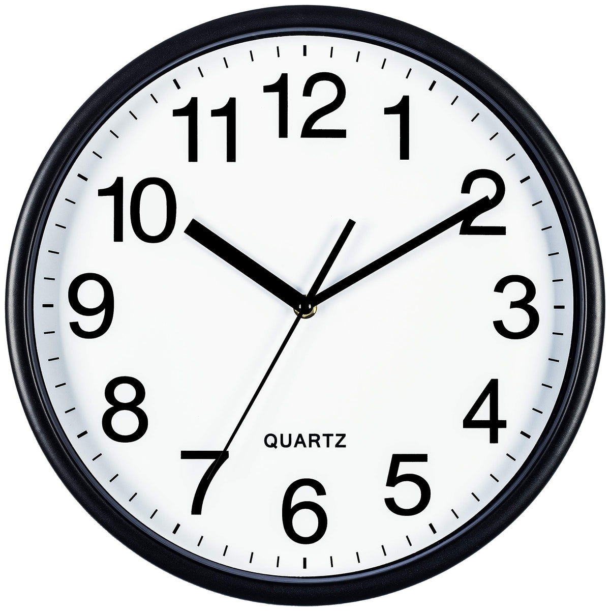 Bernhard Products Black Wall Clock Silent Non Ticking 12 Inch Quality Quartz Battery Operated Round Easy to Read Home/Office/Kitchen/Classroom/School Clocks