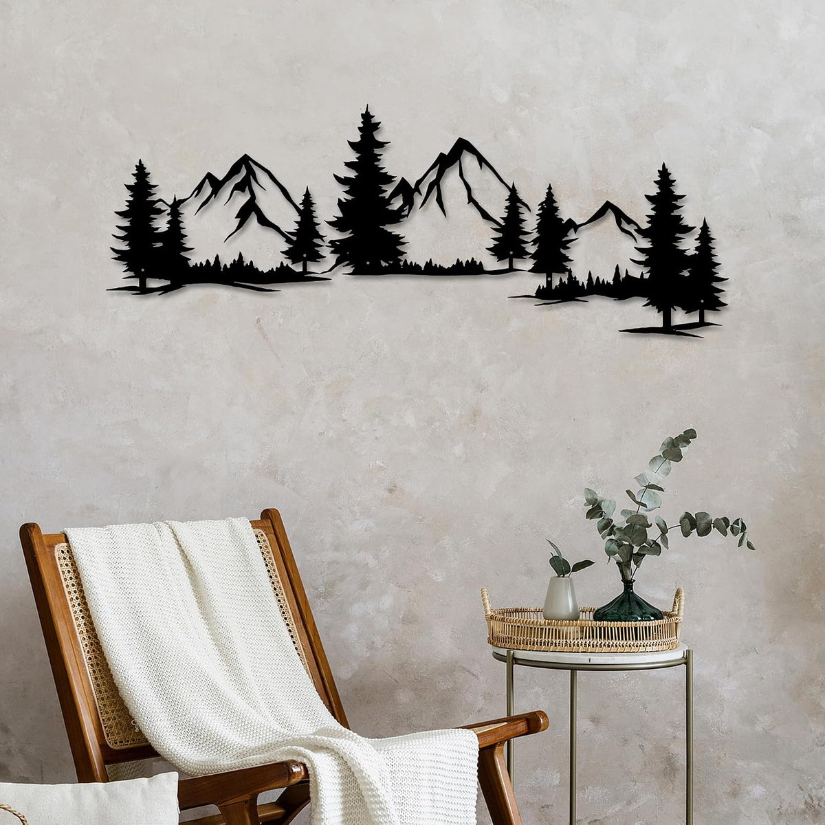 Xedatric Mountain Forest Metal Wall Art 15x44 Inch Nature Landscape Decor