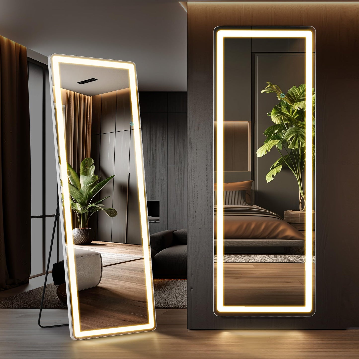 Mirror Full Length, Upgraded 16"x59" Body Wall Mirrors with Shatter-Proof Glass, Floor Standing, Hanging or Leaning, Tall Mirror with Stand Aluminum Alloy Frame for Bedroom Cloakroom