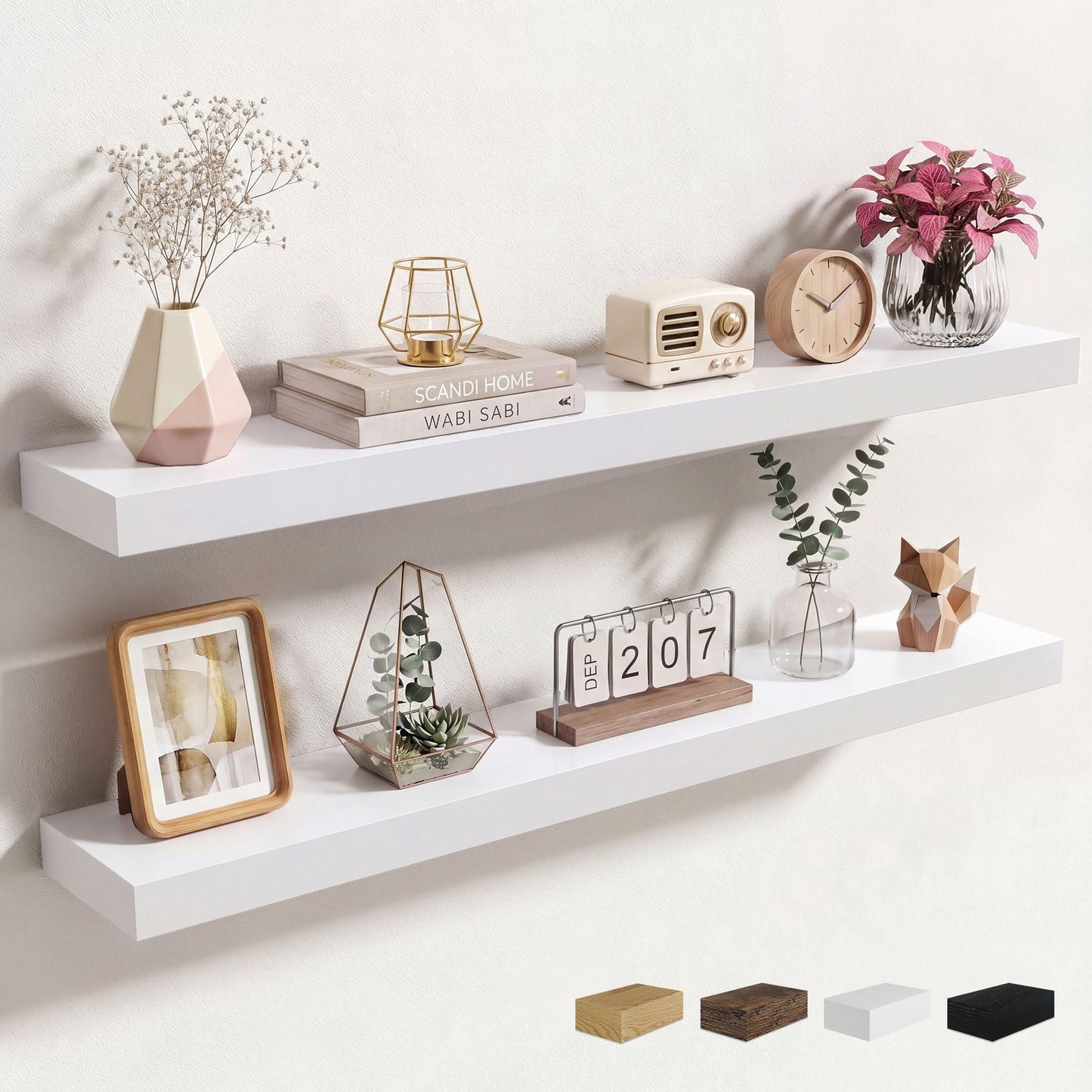 Axeman 72Inch Floating Shelves for Wall 2 Pack Shelves for Kitchen Bathroom Bedroom, Wooden Shelves with Invisible Brackets, Wall Mounted Rustic Wood Floating Shelf for Decor Books Storage, Brown