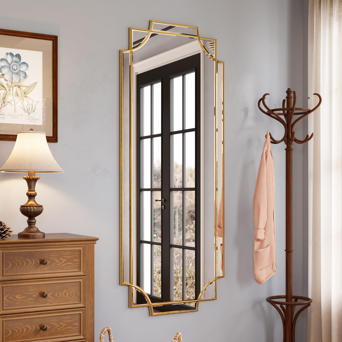 Kelly Miller 32"x48" Gold Foil Scalloped Edge Decorative Vanity Wall Mirror