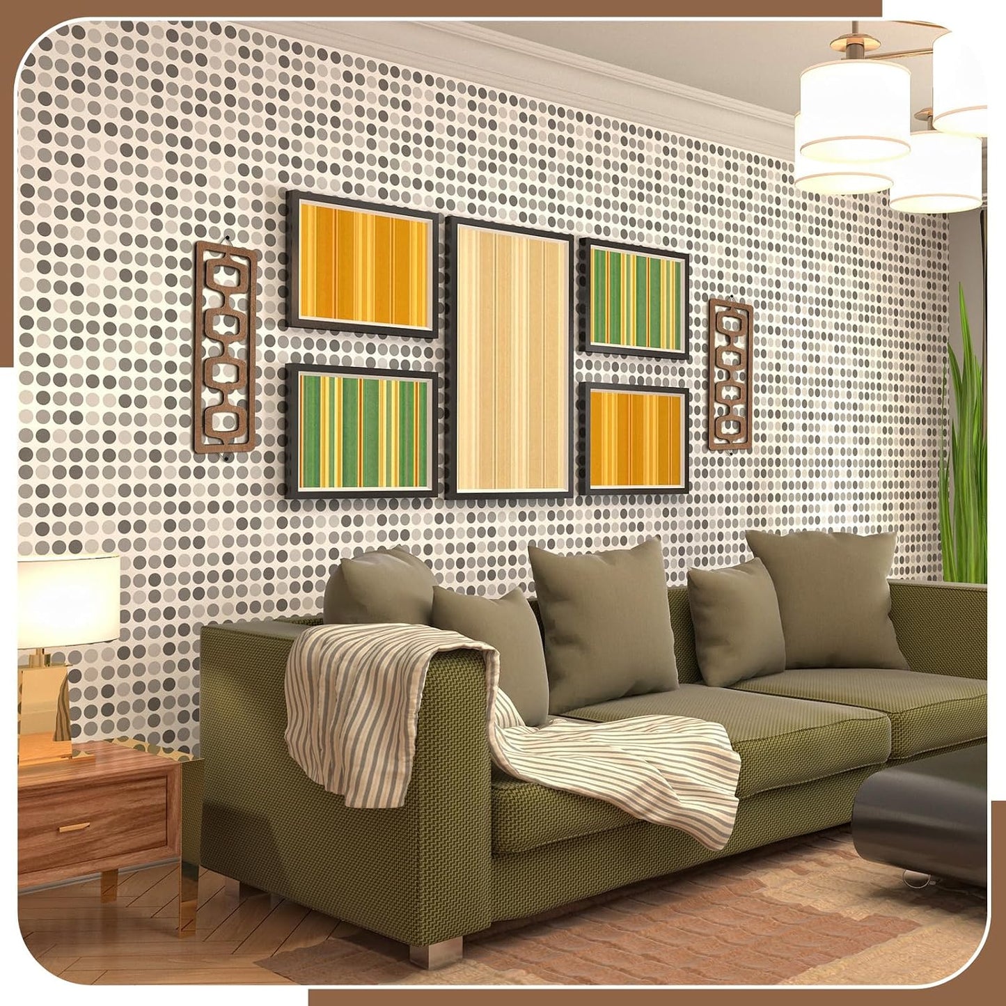CroBlissful 2pcs Mid Century Modern Wall Art Geometric Wall Decor, Brown