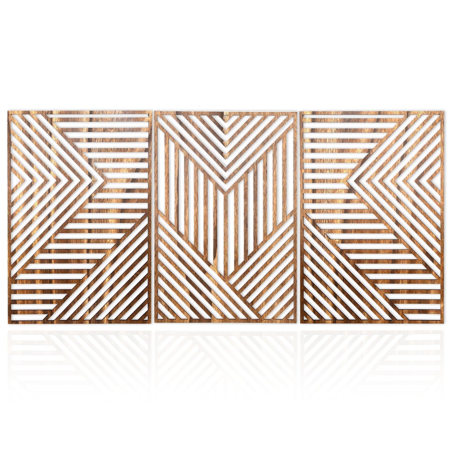 Motivilla Wood Wall Art Set of 3, Dark Floral Decor for Living Room