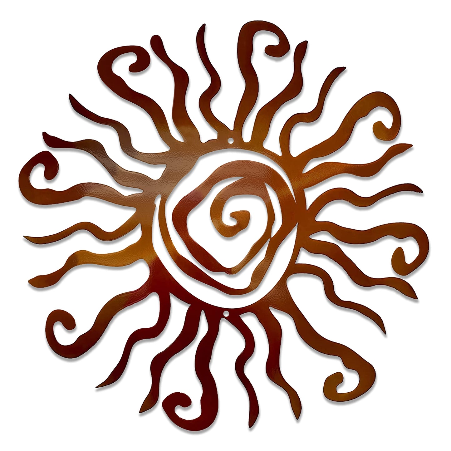 Riverside Designs Wacky Sun Metal Wall Art Indoor/Outdoor Decor - 12" Gold Rust Proof Wall Sculpture - Made in USA - Ideal for Bedroom, Garden, Home, Patio and Farmhouse