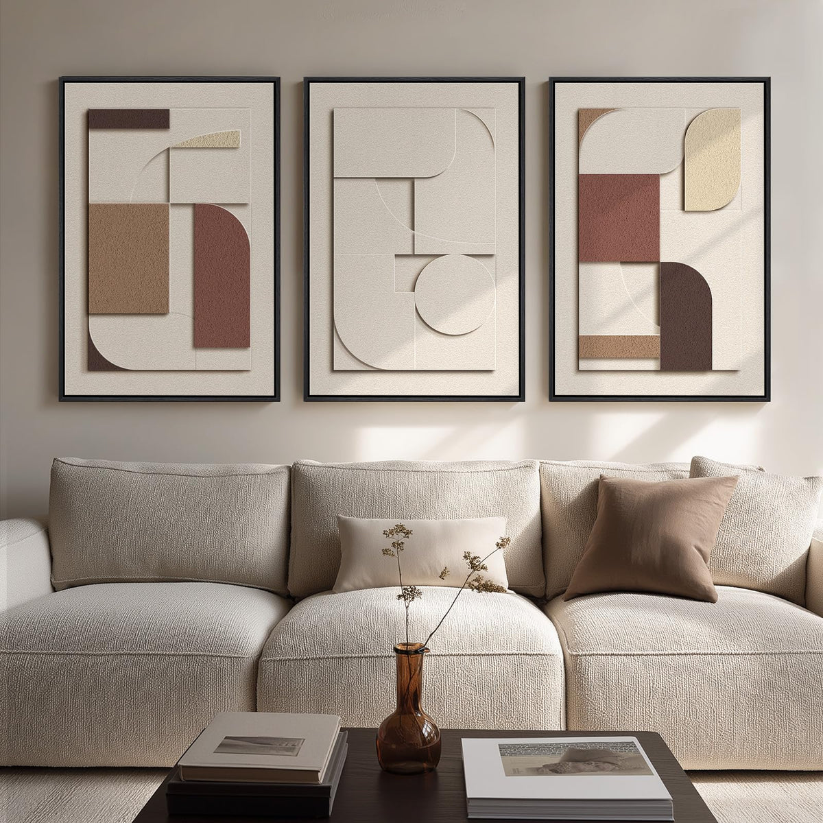 Large Wood Abstract Wall Art for Living Room, Modern 3D Artwork for Walls