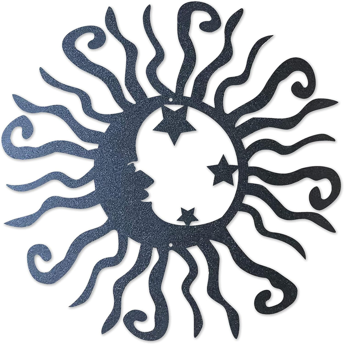 Riverside Designs Wacky Solar Moon Metal Wall Art Steel Outdoor Decor | Heavy-Duty and Waterproof | Made in USA (Black, 12" L x 12" W)