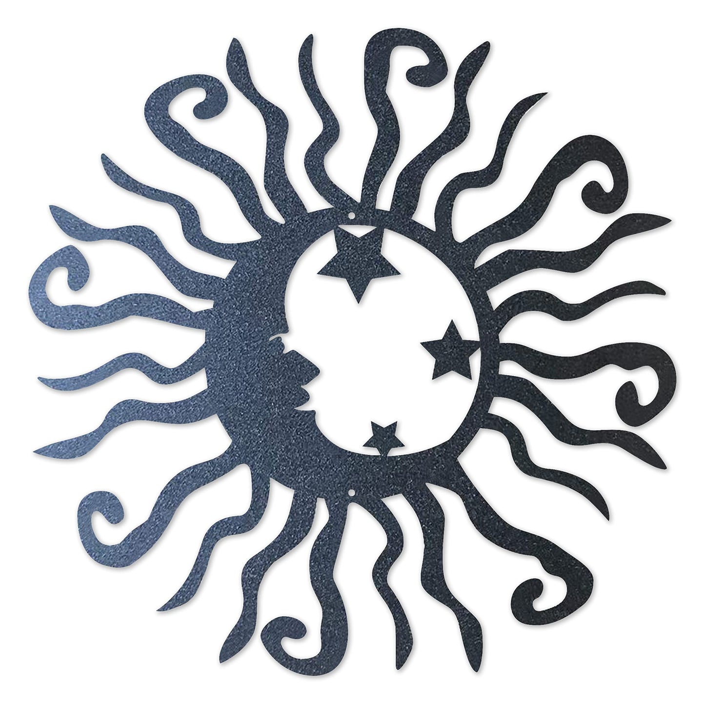 Riverside Designs Wacky Solar Moon Metal Wall Art Steel Outdoor Decor | Heavy-Duty and Waterproof | Made in USA (Black, 12" L x 12" W)
