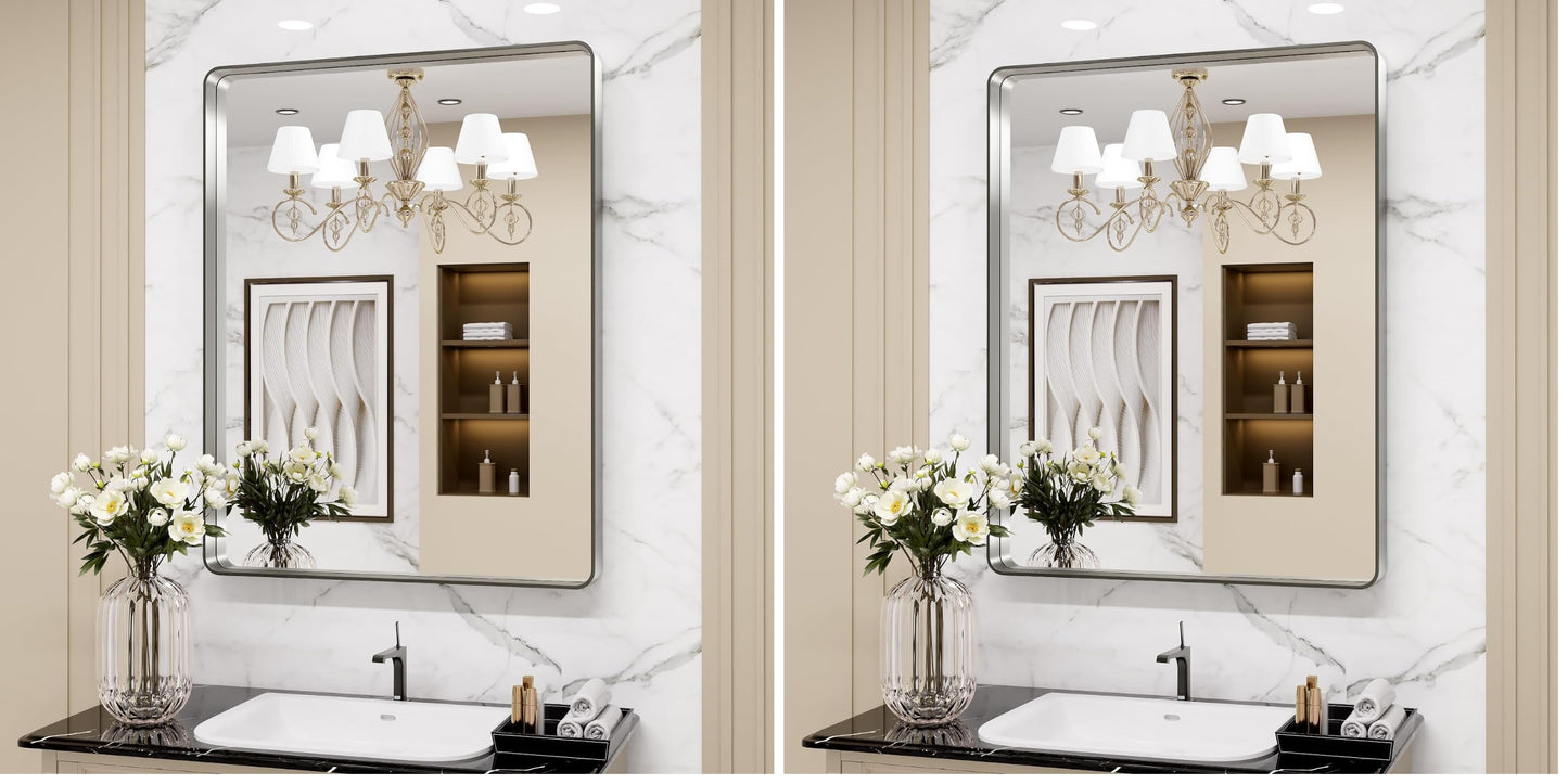 LOAAO 22X30 Inch Black Bathroom Mirror Metal Framed