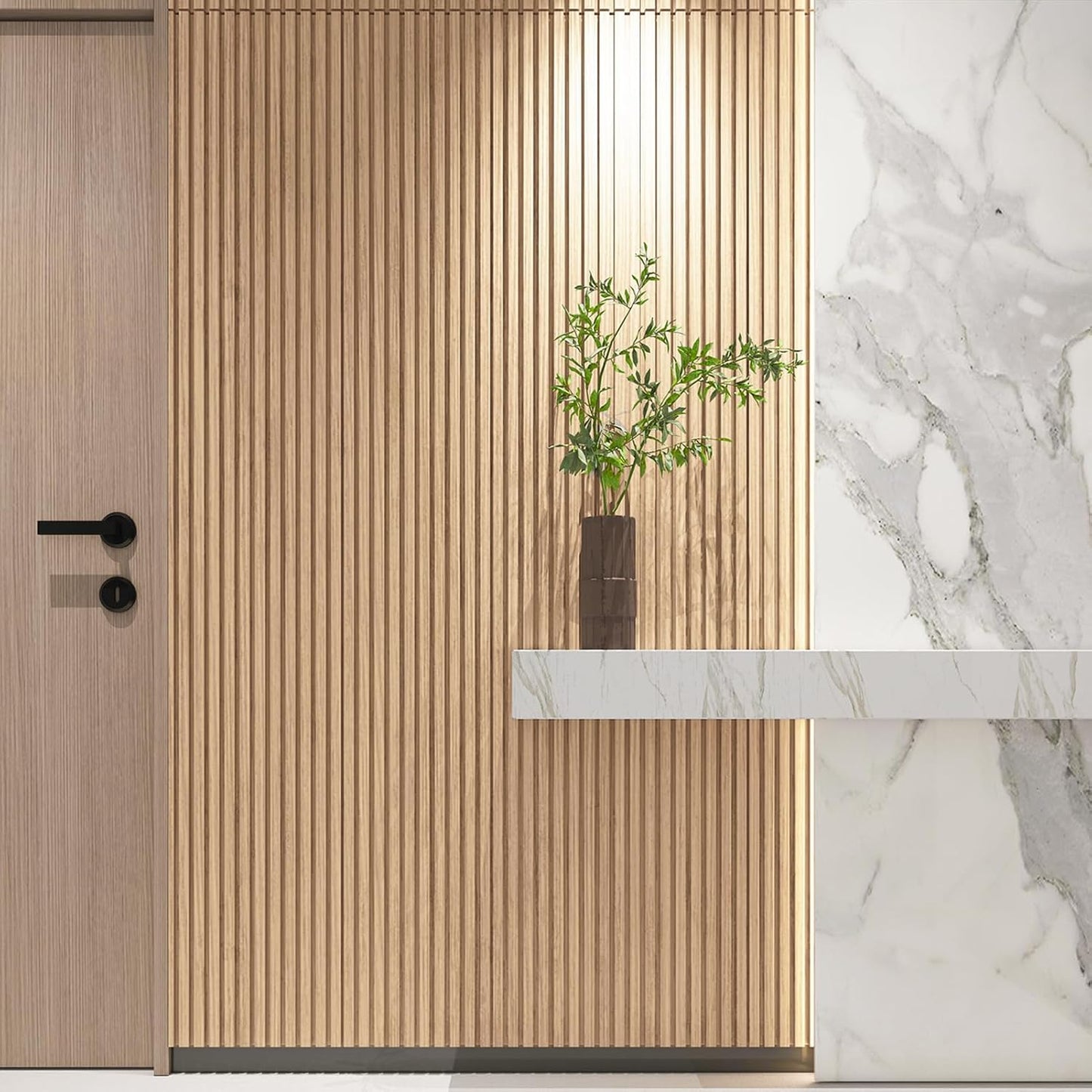 Art3d 108 x 5.7 Inch Slat Solid Wood Wall Paneling for Interior Decor, Oak