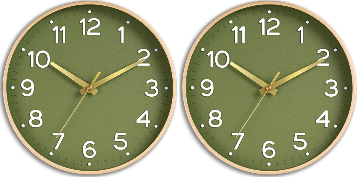 Roymnie 8 Inch Wall Clock, Battery Operated Silent Non Ticking Green Analog