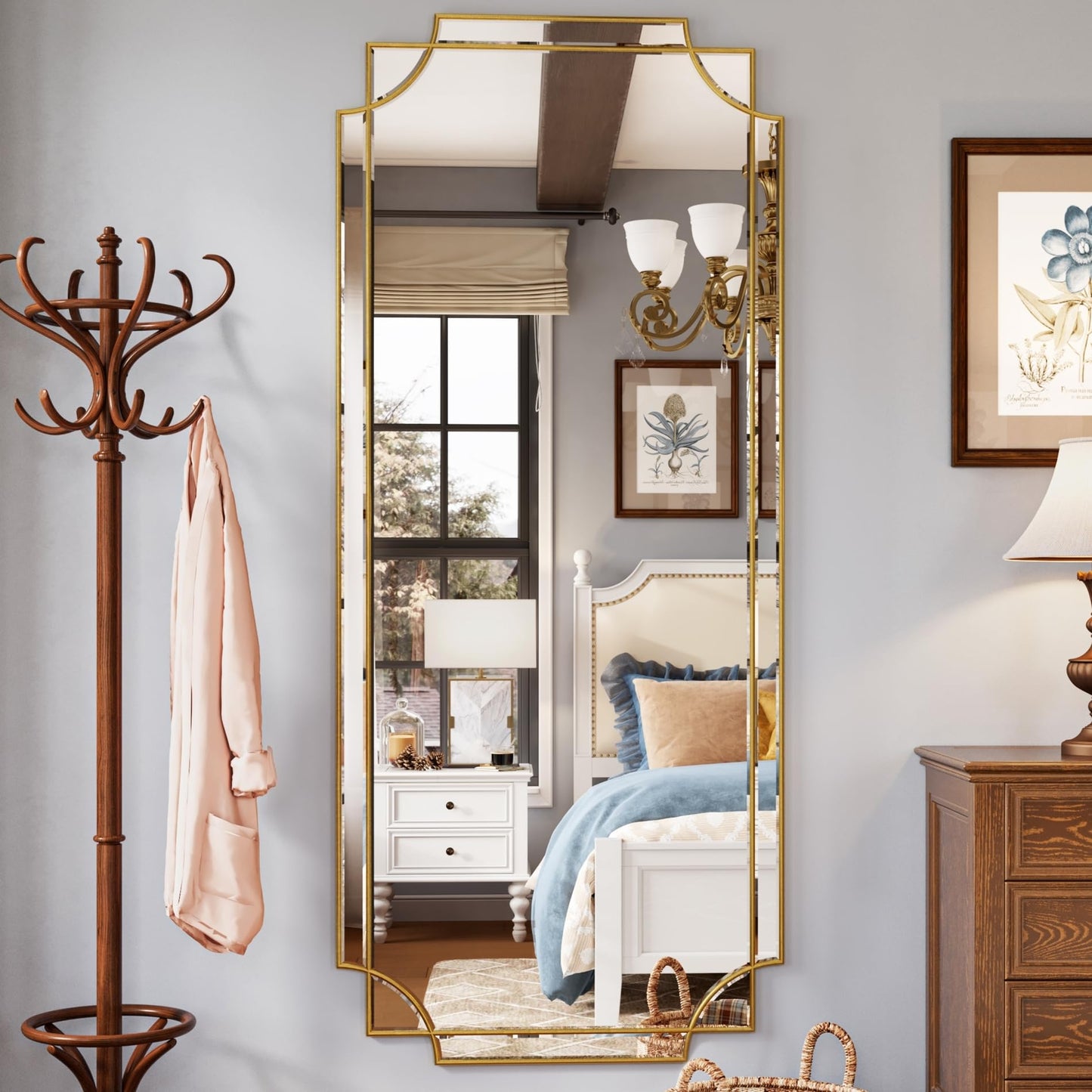 Kelly Miller 32"x48" Gold Foil Scalloped Edge Decorative Vanity Wall Mirror