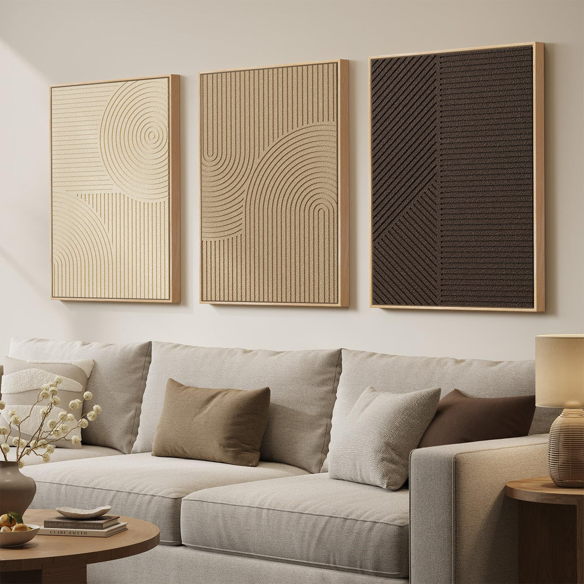 Large Wood Abstract Wall Art for Living Room, Modern 3D Artwork for Walls