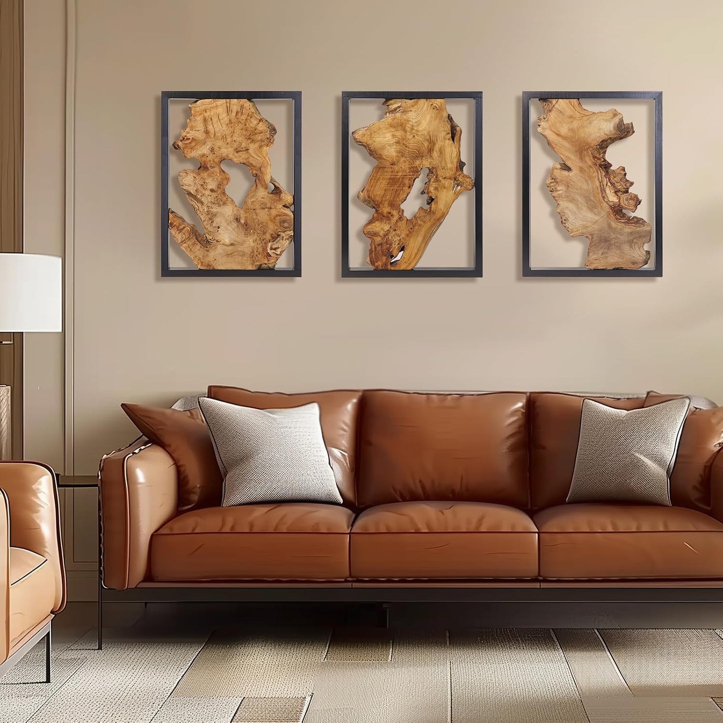 Modern Wood Wall Decor- Natural wood Handcrafted Rustic Charm for Your Home - Perfect for Living Room, Bedroom,Kitchen,or Office