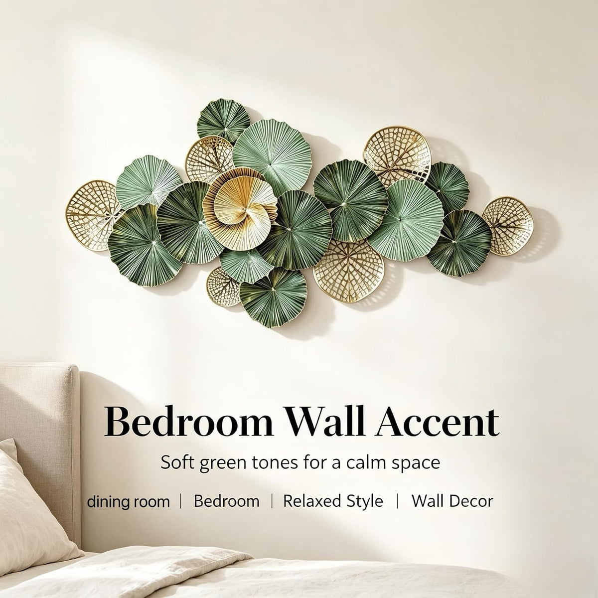 Roivikis Large Metal Wall Art Decor, 3D Abstract Lotus Leaves Wall Handcrafted Modern Decoration for Indoor Outdoor for Living Room, Bedroom, Entryway 52" x 24"