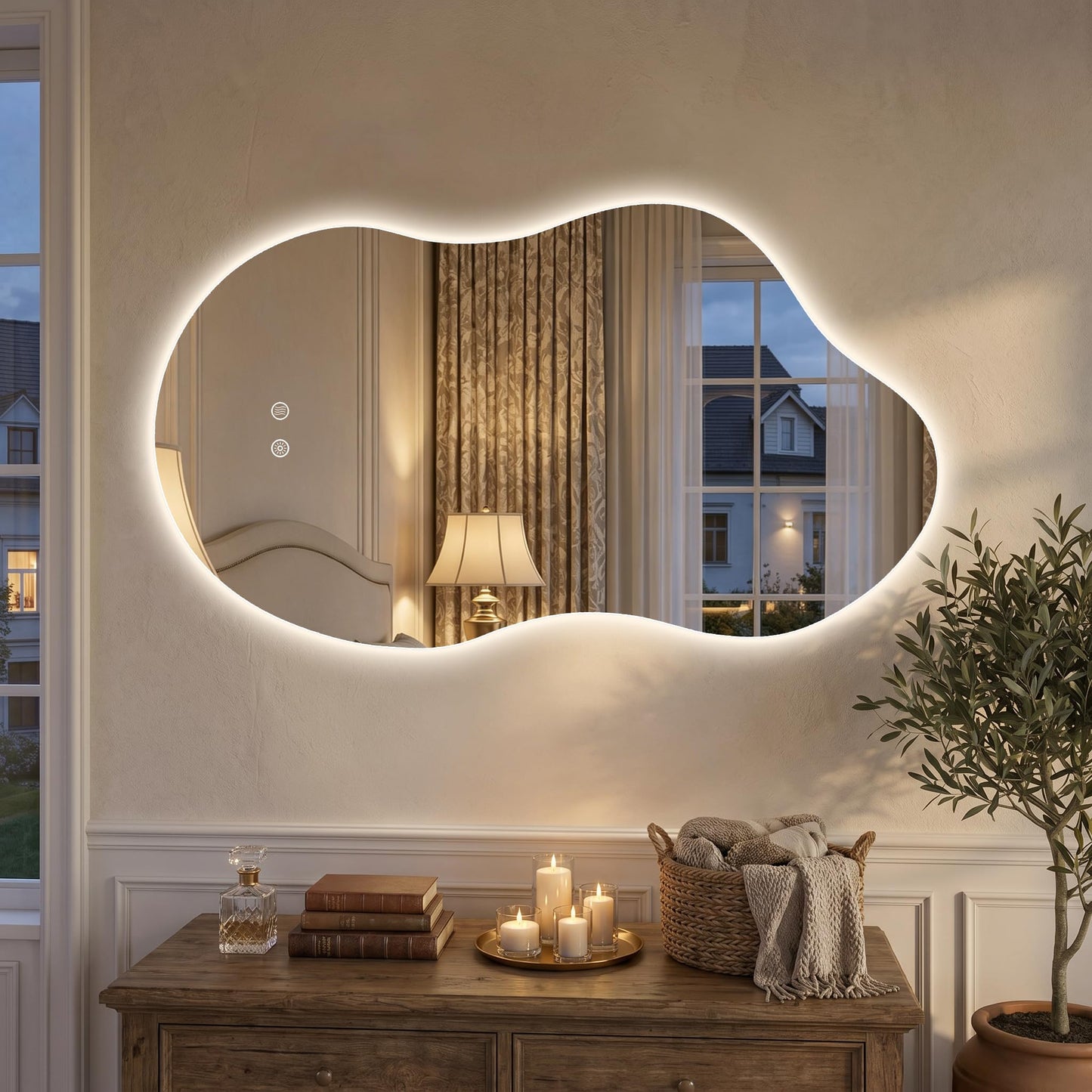 Irregular Wall Mirror 24×40 Inch Wall Mirrors Decorative Gold Modern Asymmetrical Abstract Mirror for Bathroom Bedroom Living Room Entryway Hallway